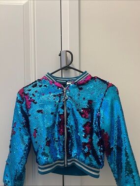 Disney Teal and Fuchsia Sequin Bomber Jacket